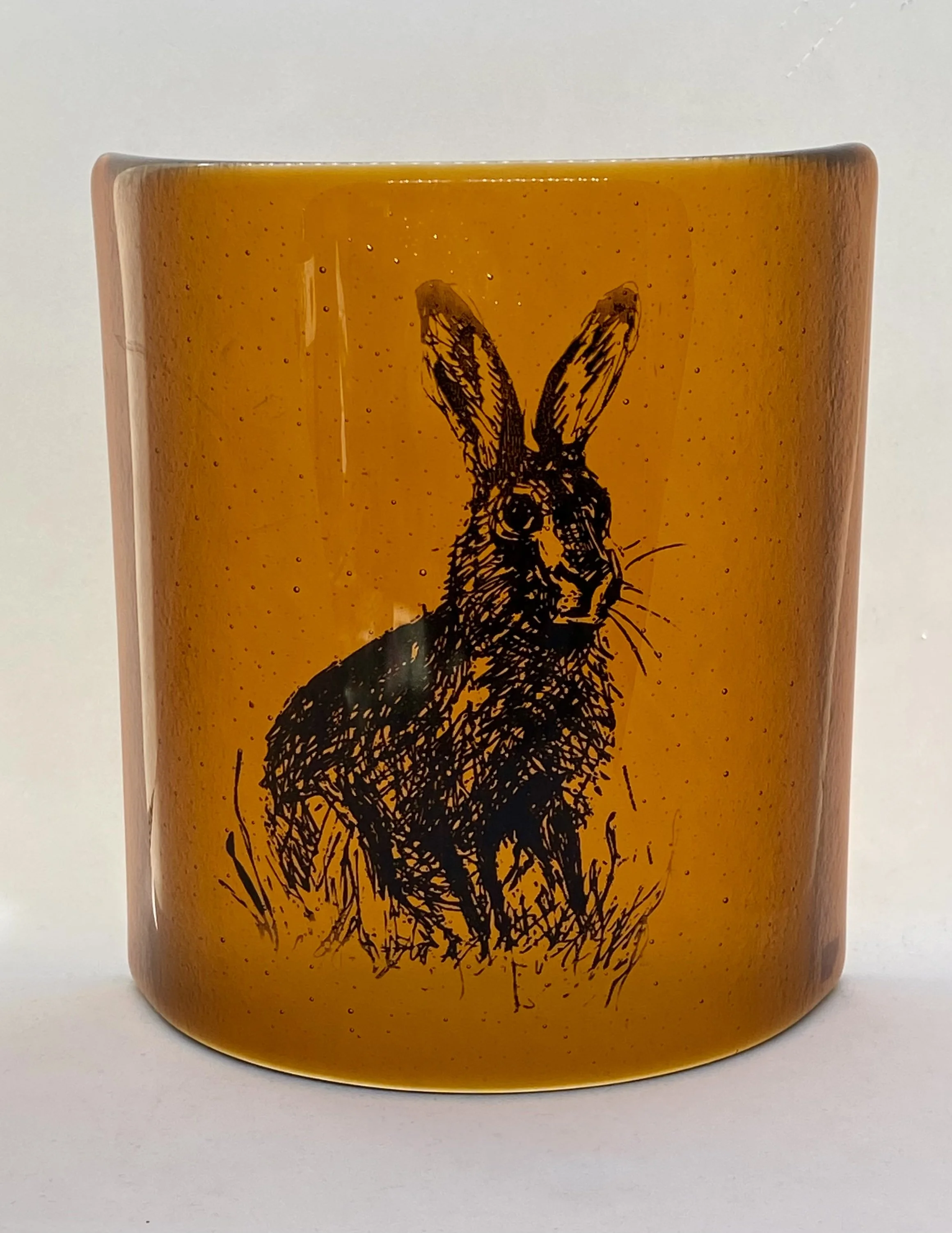 Hare on dark amber curve