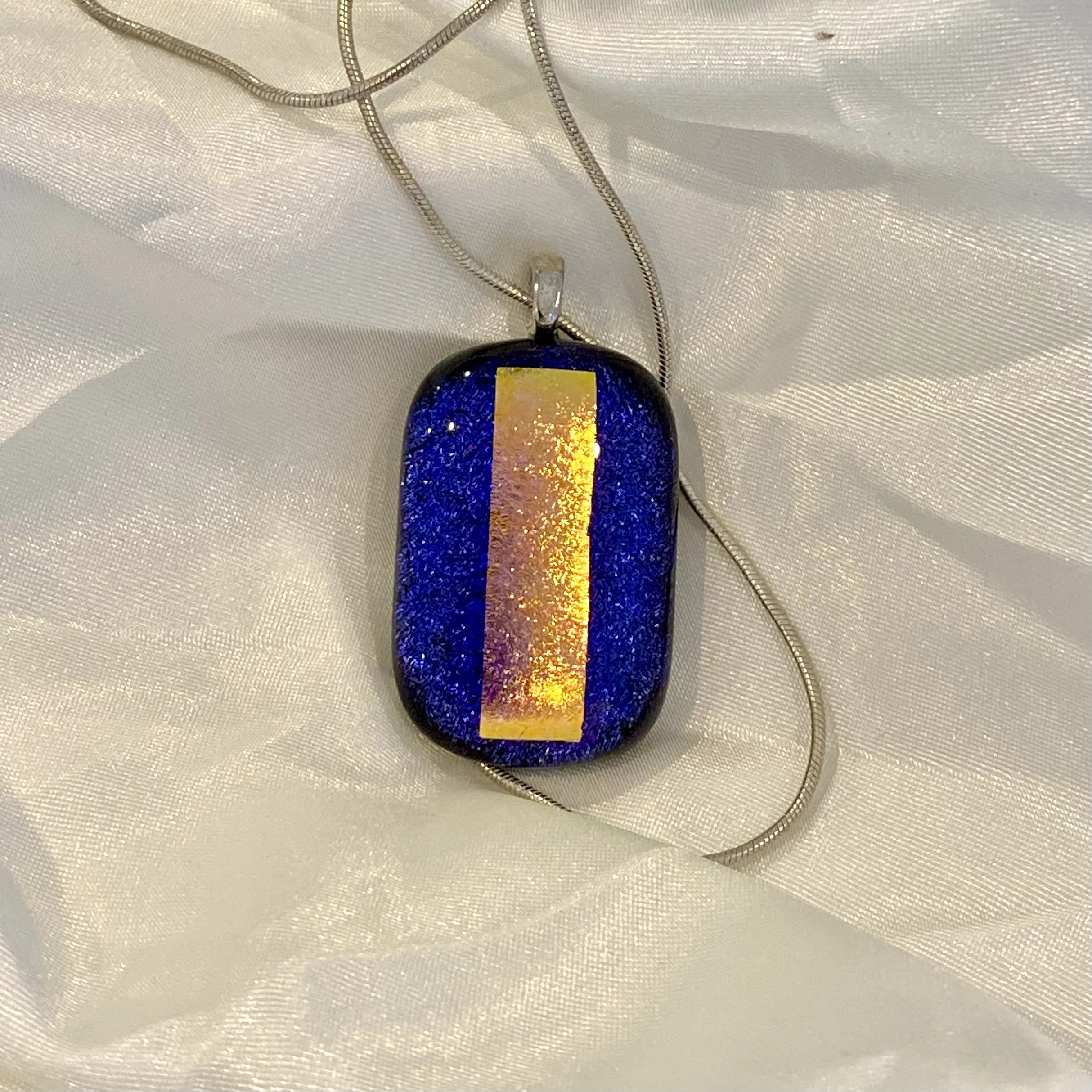 Purple Dichroic Pendant with Pink Gold Stripe