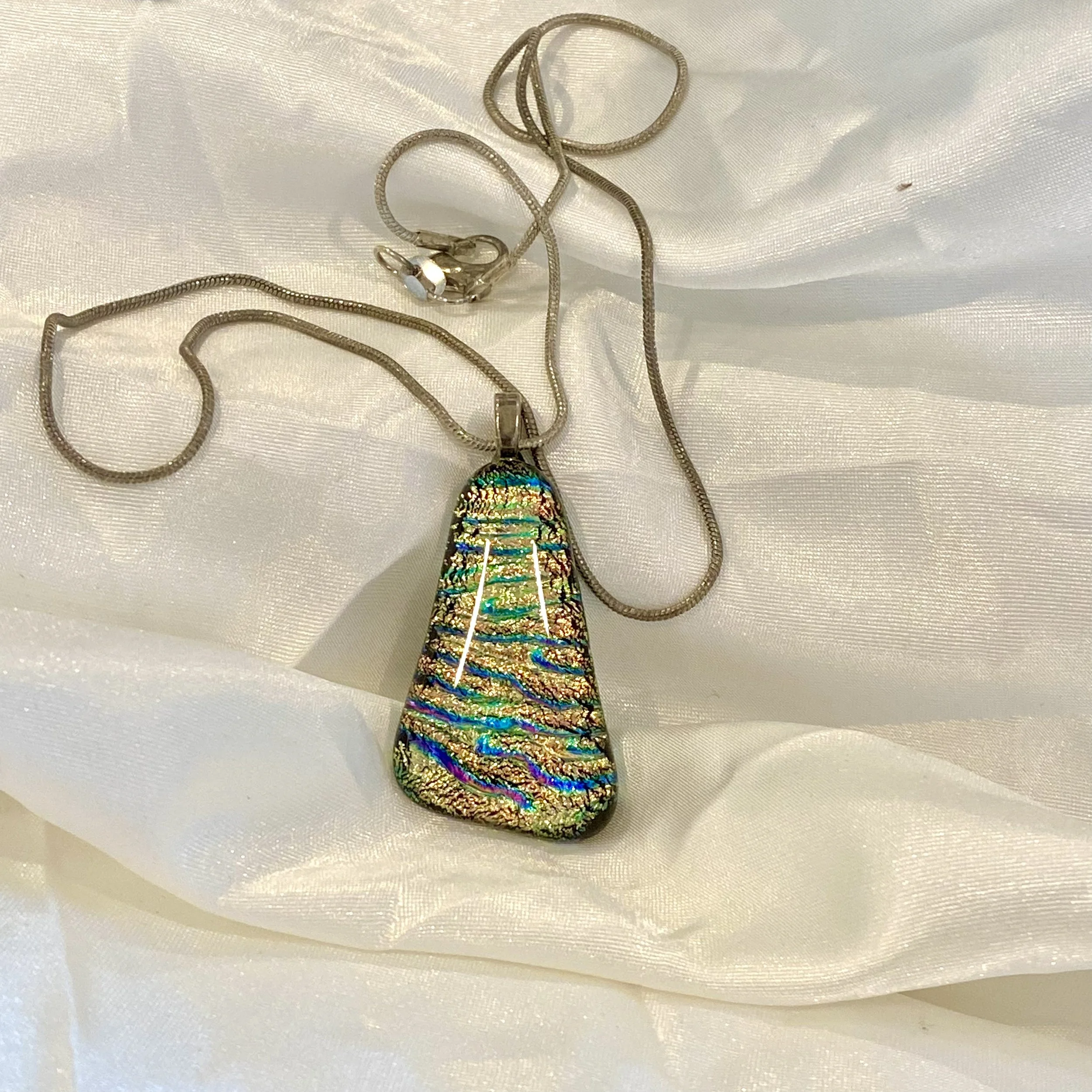 Gold, Blue Ripple Pendant
