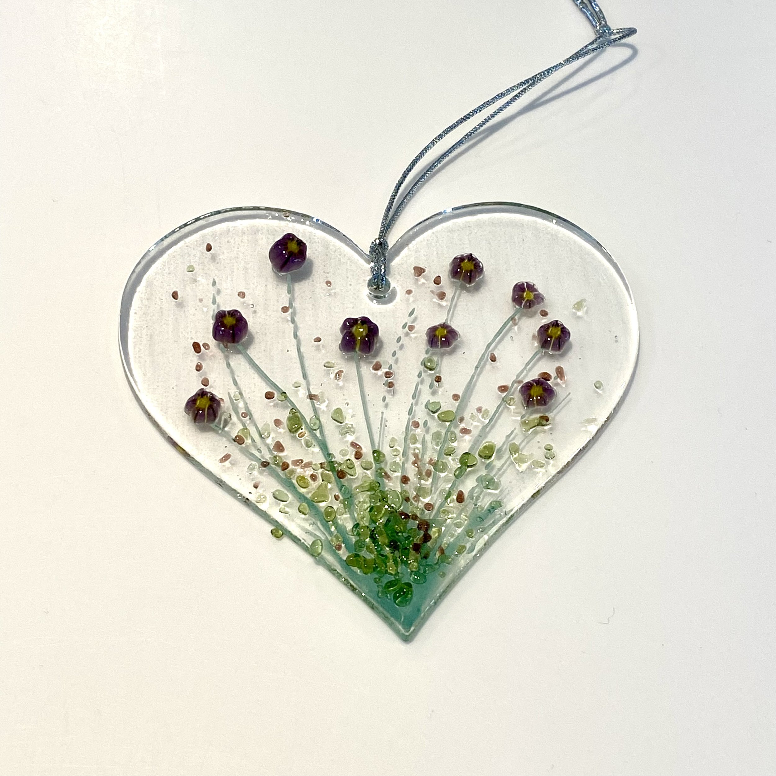 Purple Flower Heart Ornament
