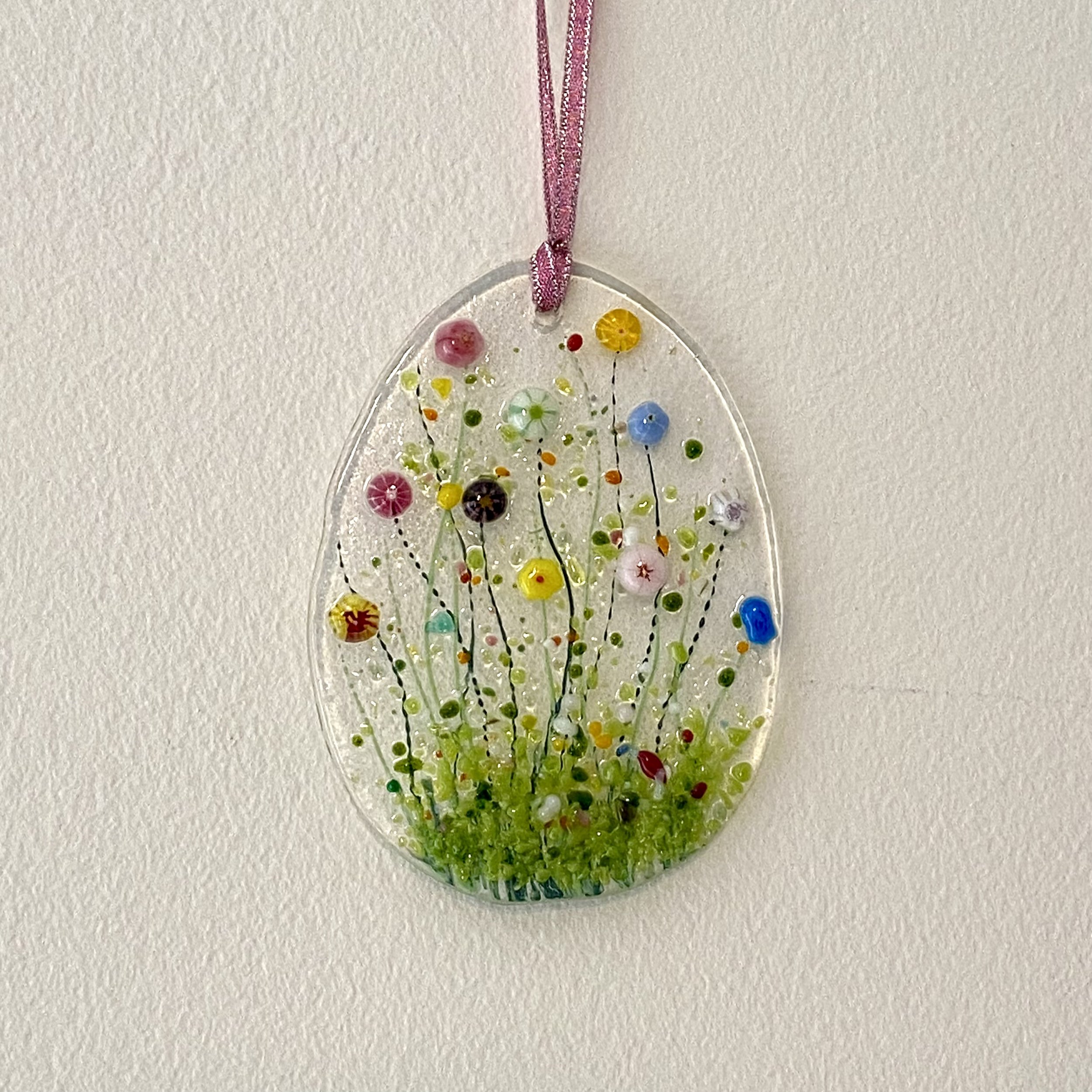 Flower Meadow Easter Egg Decoration (blue)