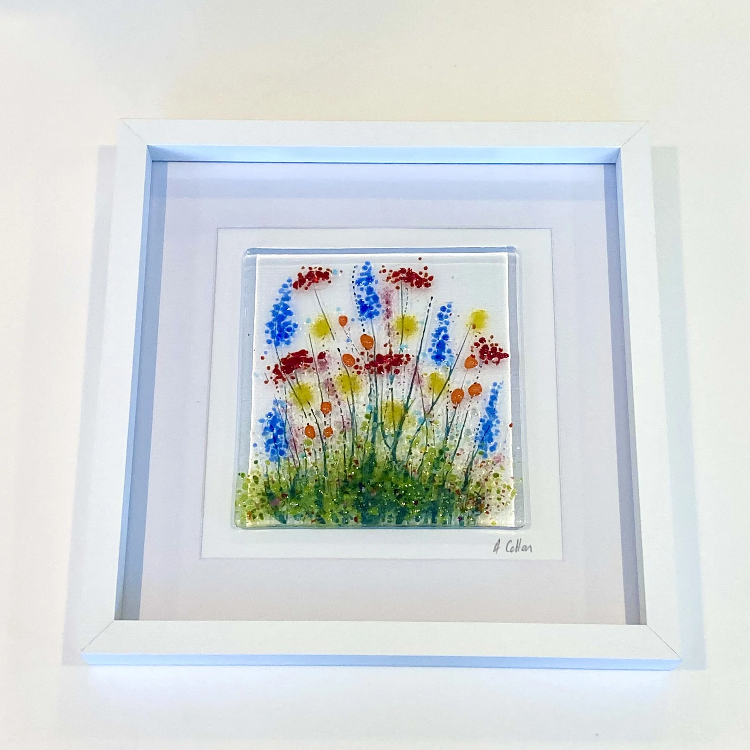 Vibrant Summer Meadow Fused Glass Picture
