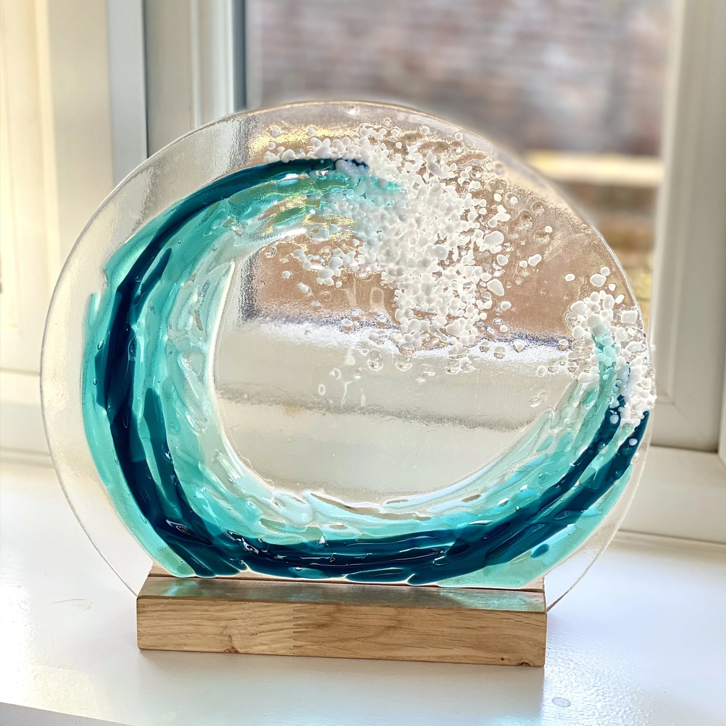 Ocean Wave Fused Glass Sculpture