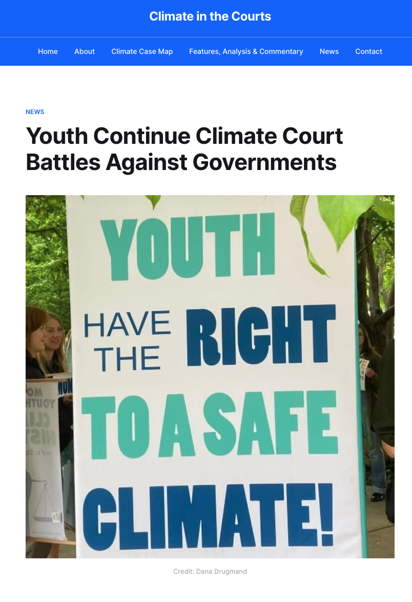 "Youth Continue Climate Court Battles Against Governments”, Climate in the Courts, April 2026
