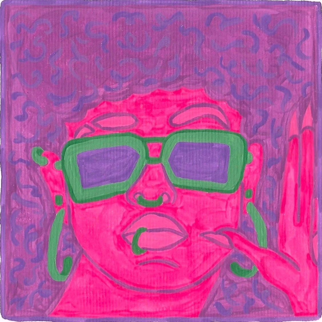 "Don't Wait", peinture à la gouache issue de la série "Music Mood", de Mélila Victoria, écrivaine, peinture et linograveuse française