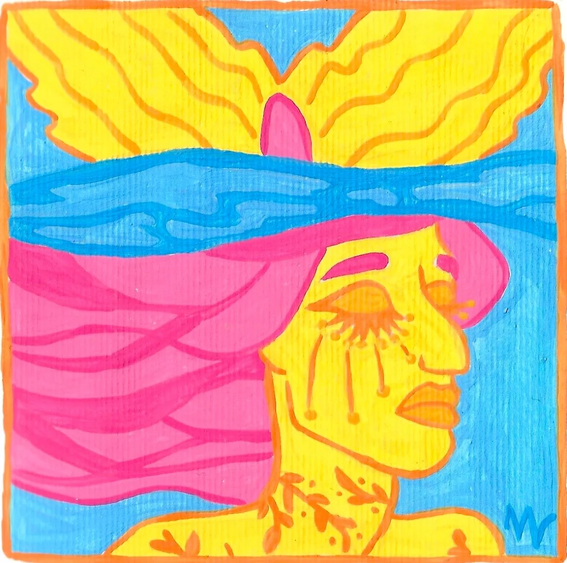 "A Whiter Shade of Pale", peinture à la gouache issue de la série "Music Mood", de Mélila Victoria, écrivaine, peinture et linograveuse française