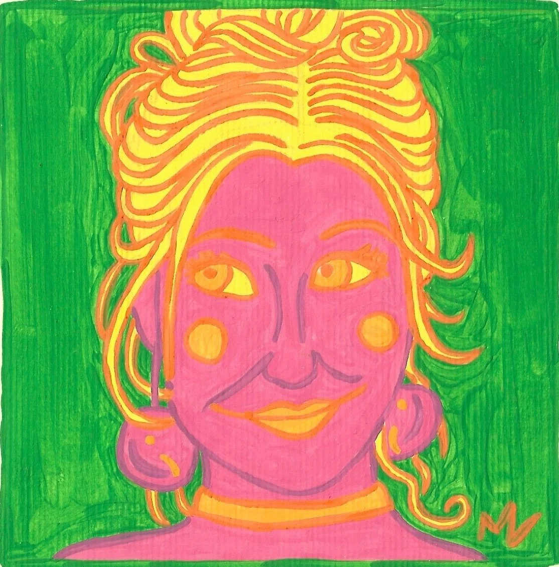 "Lady (Hear Me Tonight)", peinture à la gouache issue de la série "Music Mood", de Mélila Victoria, écrivaine, peinture et linograveuse française