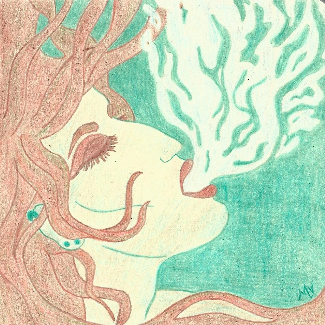 "Come as You Are", peinture à la gouache issue de la série "Music Mood", de Mélila Victoria, écrivaine, peinture et linograveuse française