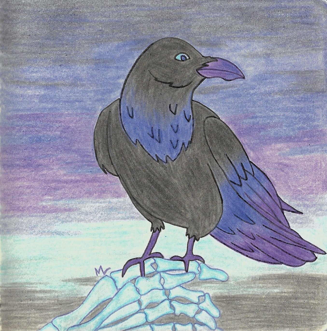 "Birds of a Feather", peinture à la gouache issue de la série "Music Mood", de Mélila Victoria, écrivaine, peinture et linograveuse française