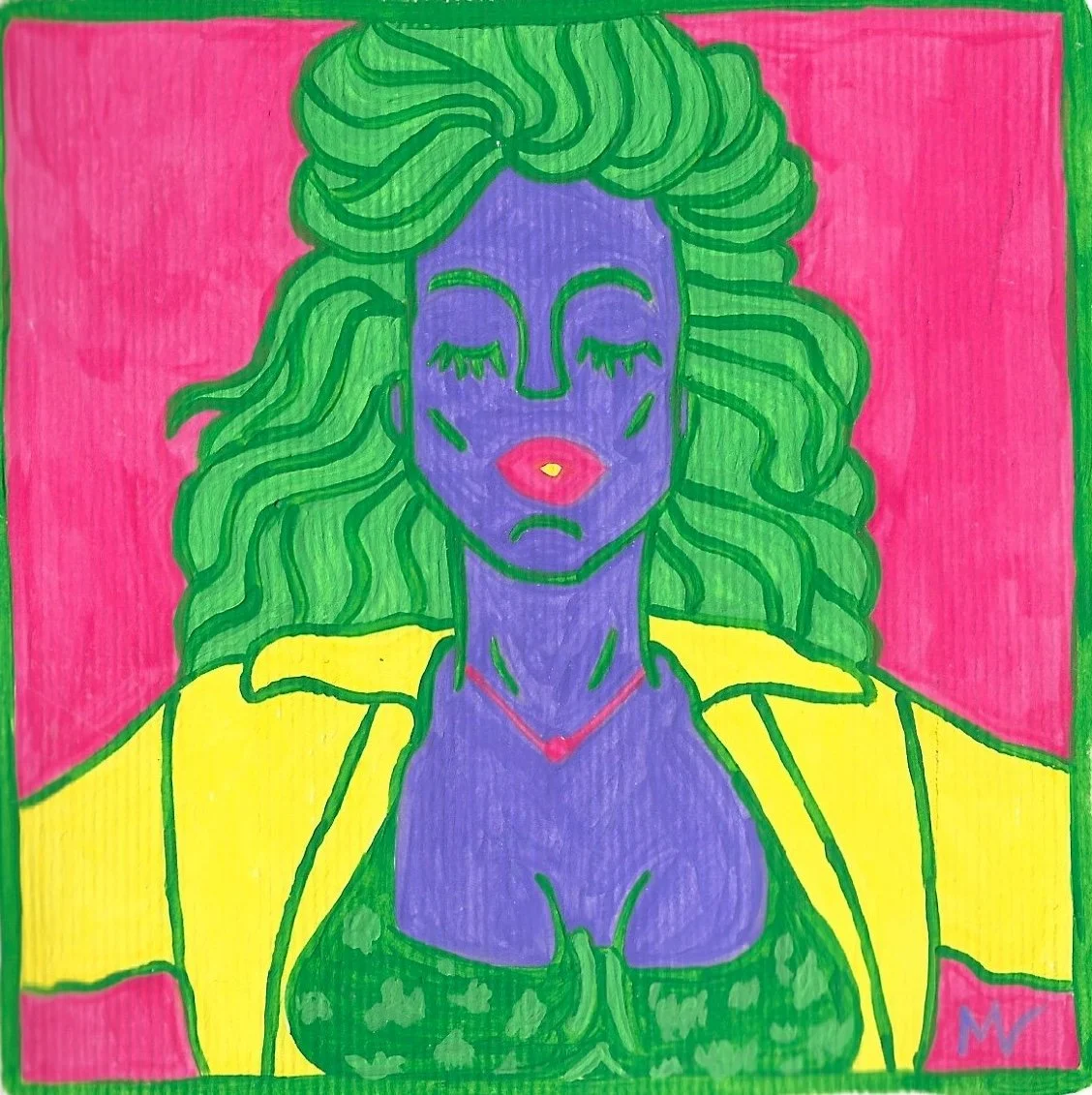 "Loaded", peinture à la gouache issue de la série "Music Mood", de Mélila Victoria, écrivaine, peinture et linograveuse française