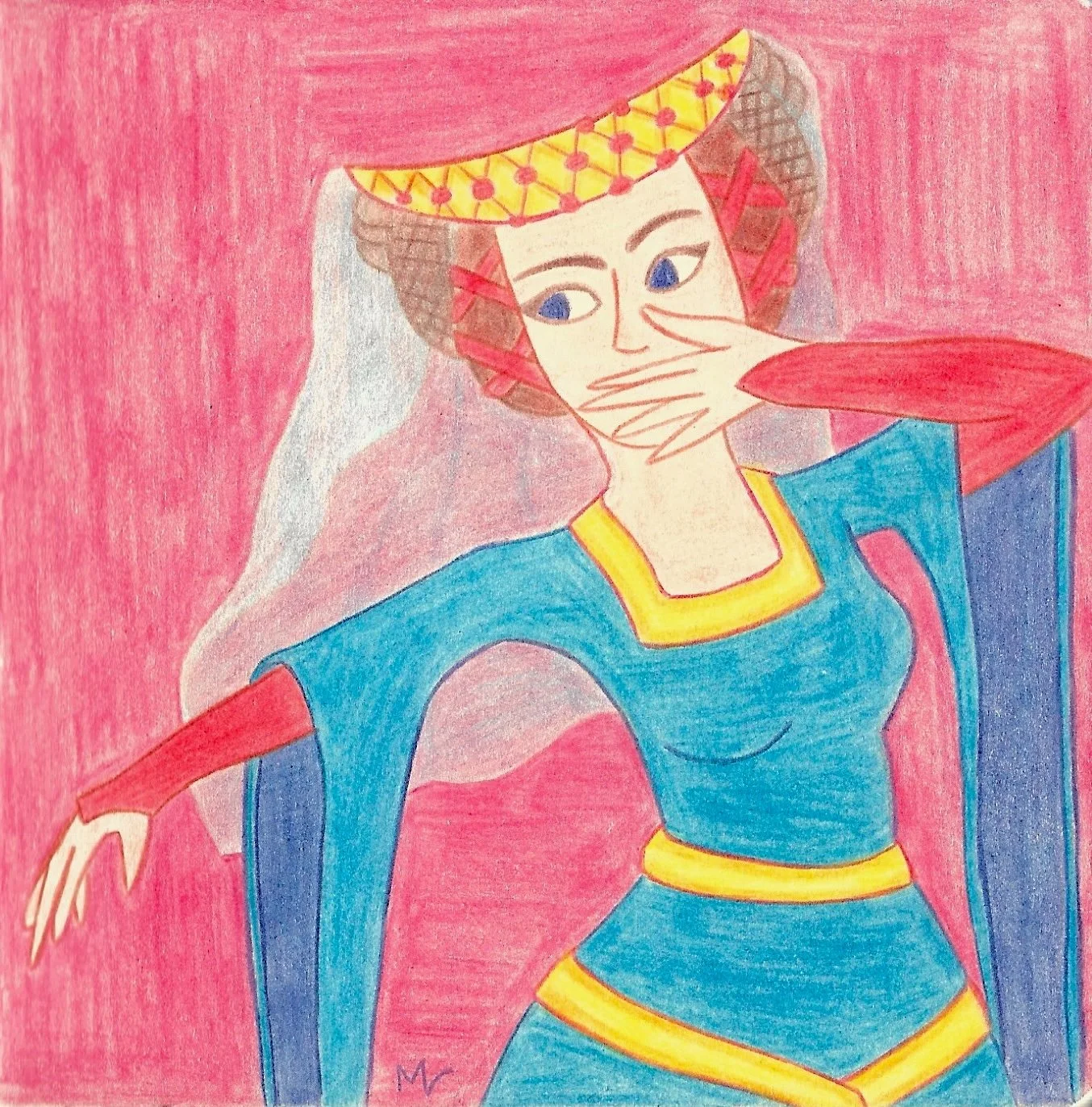 "Yo Soy La Locura, peinture à la gouache issue de la série "Music Mood", de Mélila Victoria, écrivaine, peinture et linograveuse française