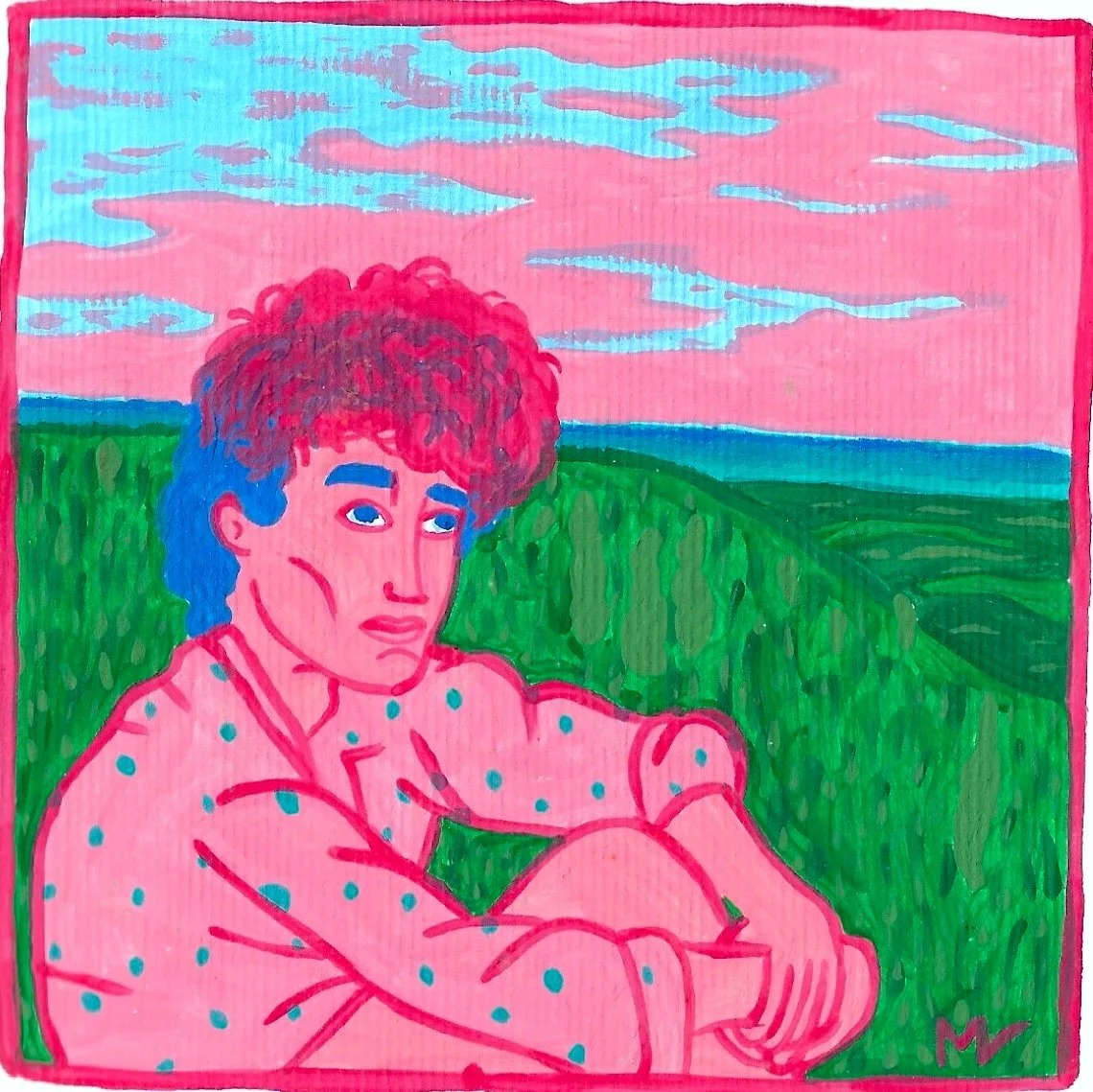 "Found", peinture à la gouache issue de la série "Music Mood", de Mélila Victoria, écrivaine, peinture et linograveuse française