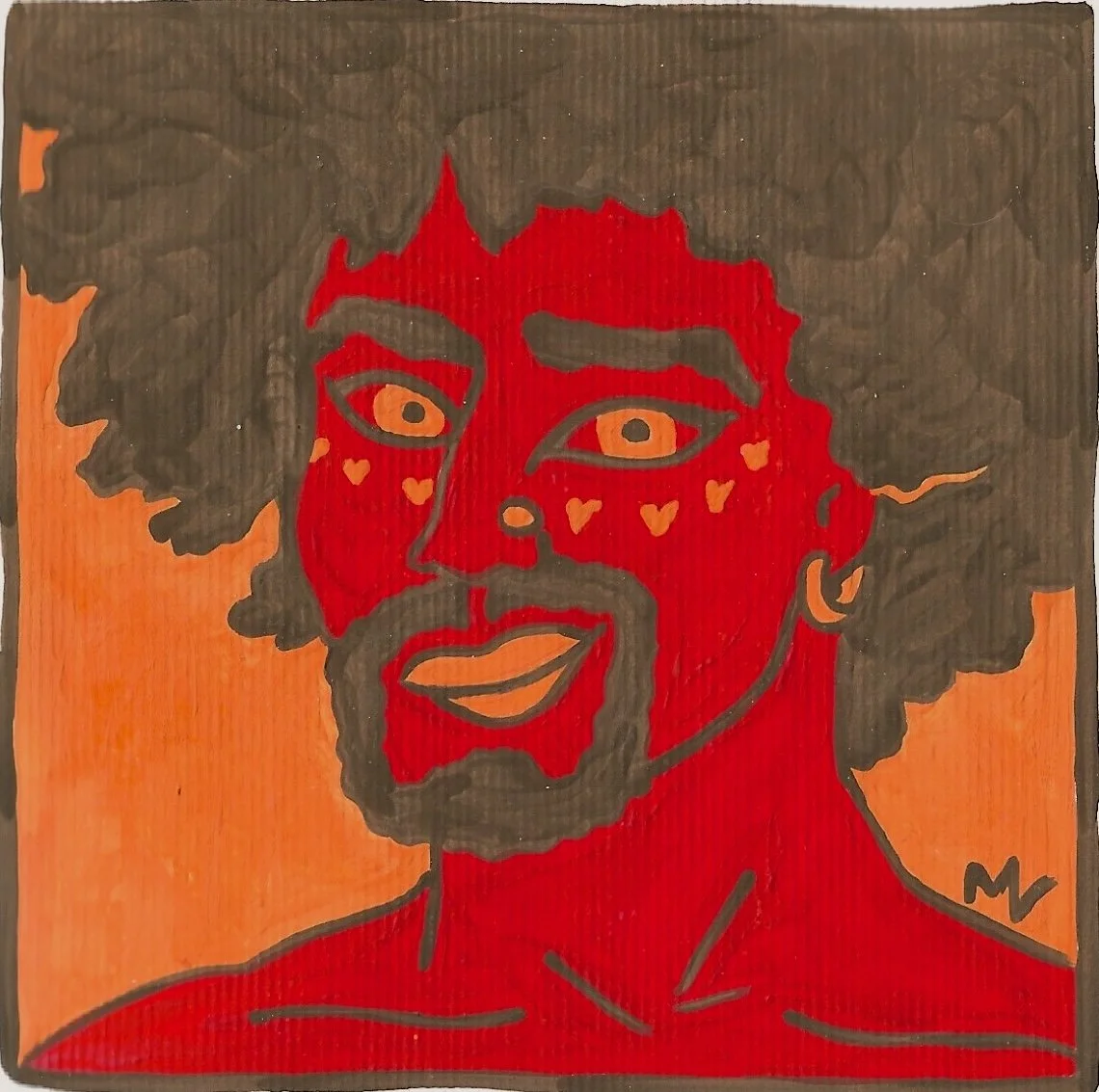 "Genius of Love", peinture à la gouache issue de la série "Music Mood", de Mélila Victoria, écrivaine, peinture et linograveuse française