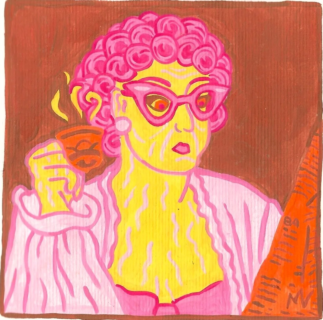 "Gotta Get Up", peinture à la gouache issue de la série "Music Mood", de Mélila Victoria, écrivaine, peinture et linograveuse française
