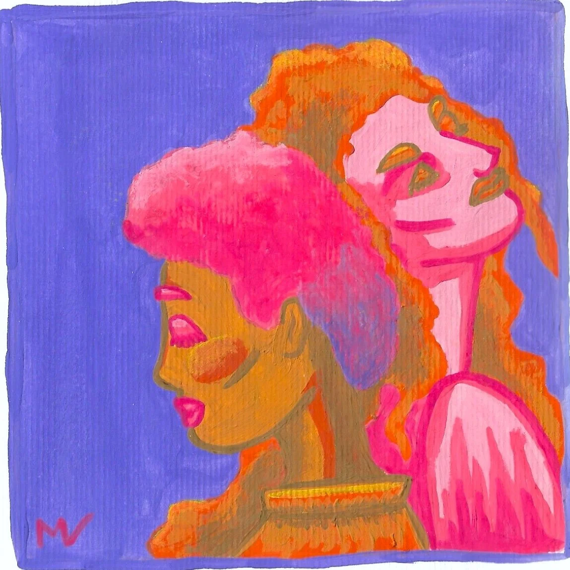"You Are My High", peinture à la gouache issue de la série "Music Mood", de Mélila Victoria, écrivaine, peinture et linograveuse française