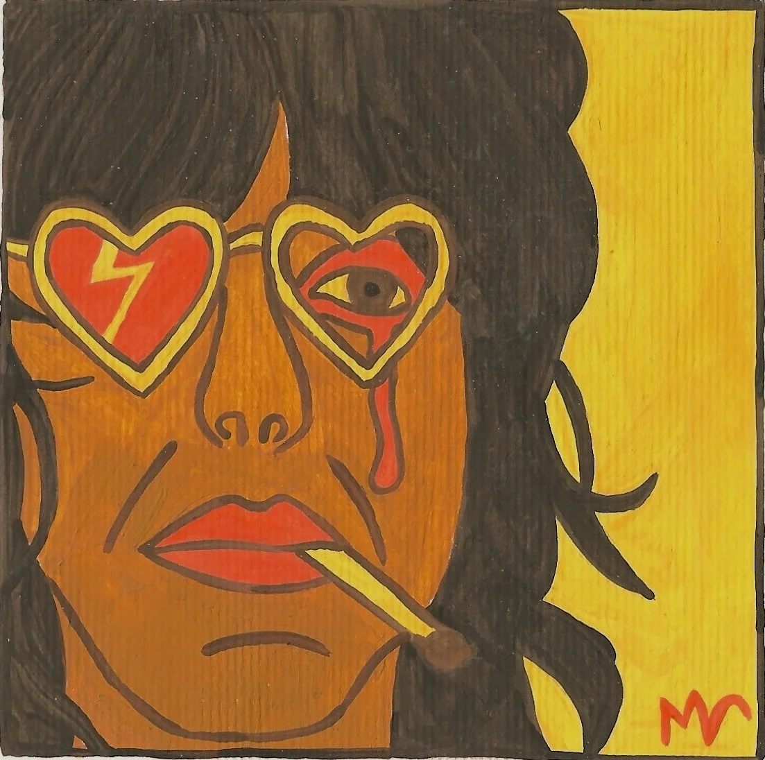 "Heartbroken, in disrepair", peinture à la gouache issue de la série "Music Mood", de Mélila Victoria, écrivaine, peinture et linograveuse française
