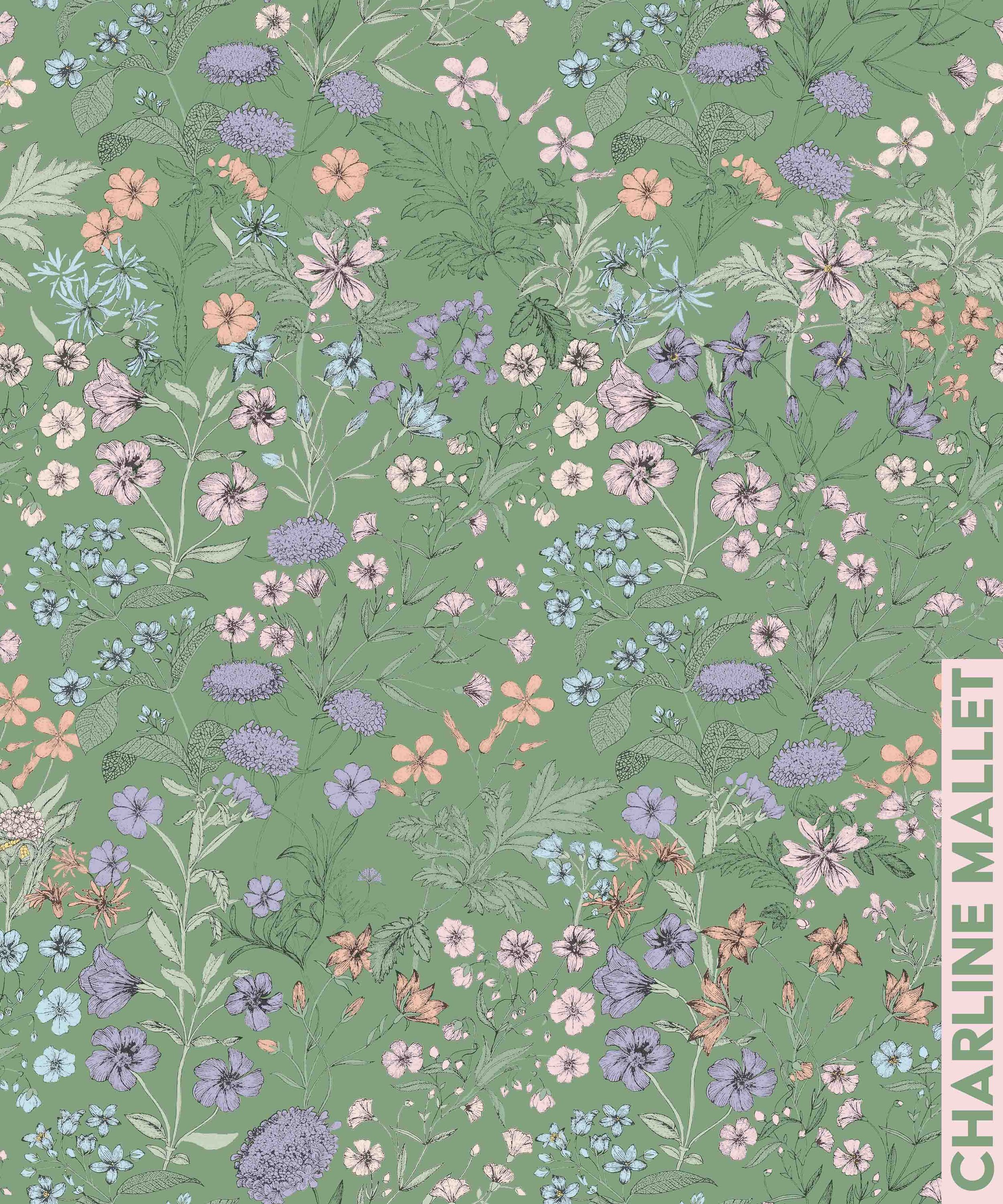 Fleurs des champs - Vert