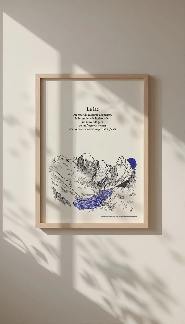 Le lac - Affiche A4 – Collection Montagnes murmurées