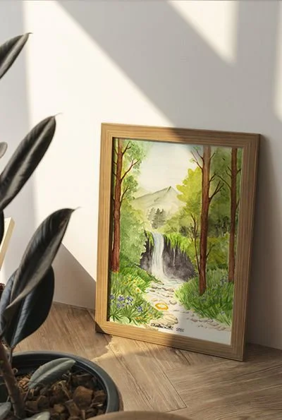 Illustration sur-mesure pour Sarah : Sarah m'a évoqué un rêve et voulait une illustration représentant son refuge