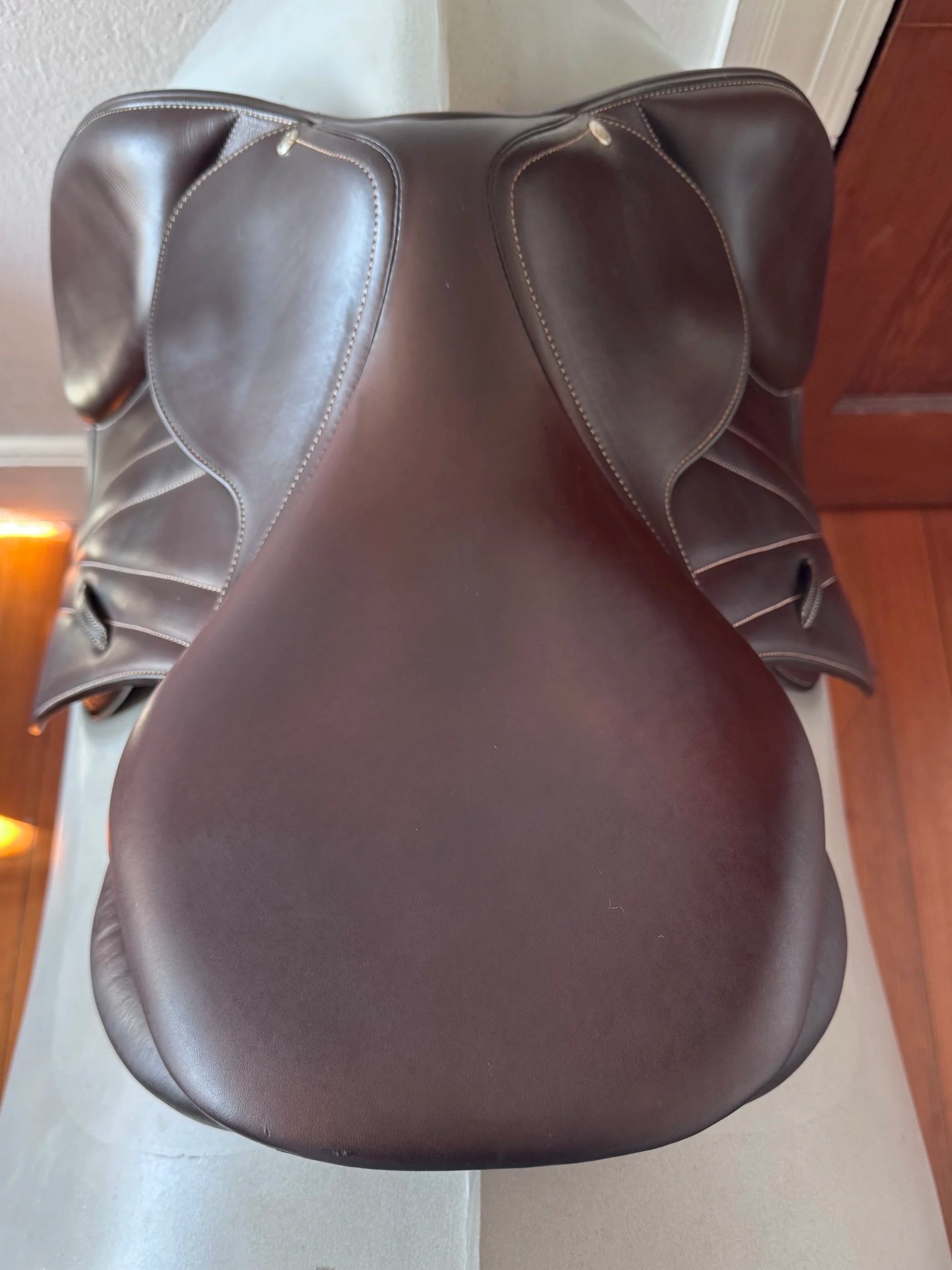 17/17.5" Butet Premium Saddle - 2024 - 2.5 - Cachou - Calf - Integrated Panels - Seat 2