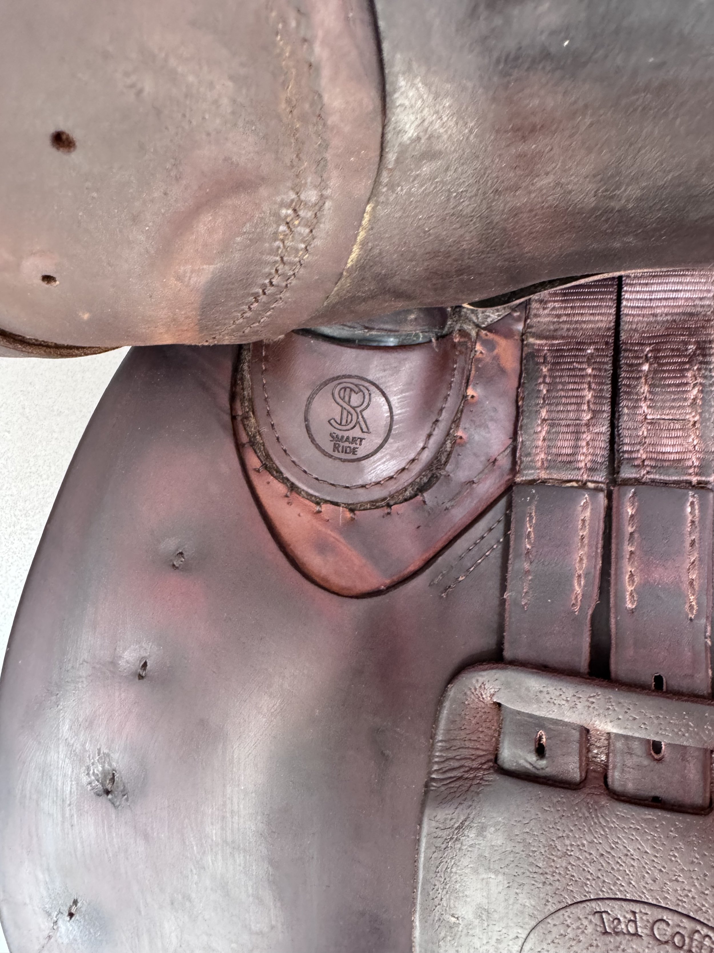 17.5" Tad Coffin A5 SmartRide Saddle - Grain / Calf - Gorgeous Panels - SmartRide Logo