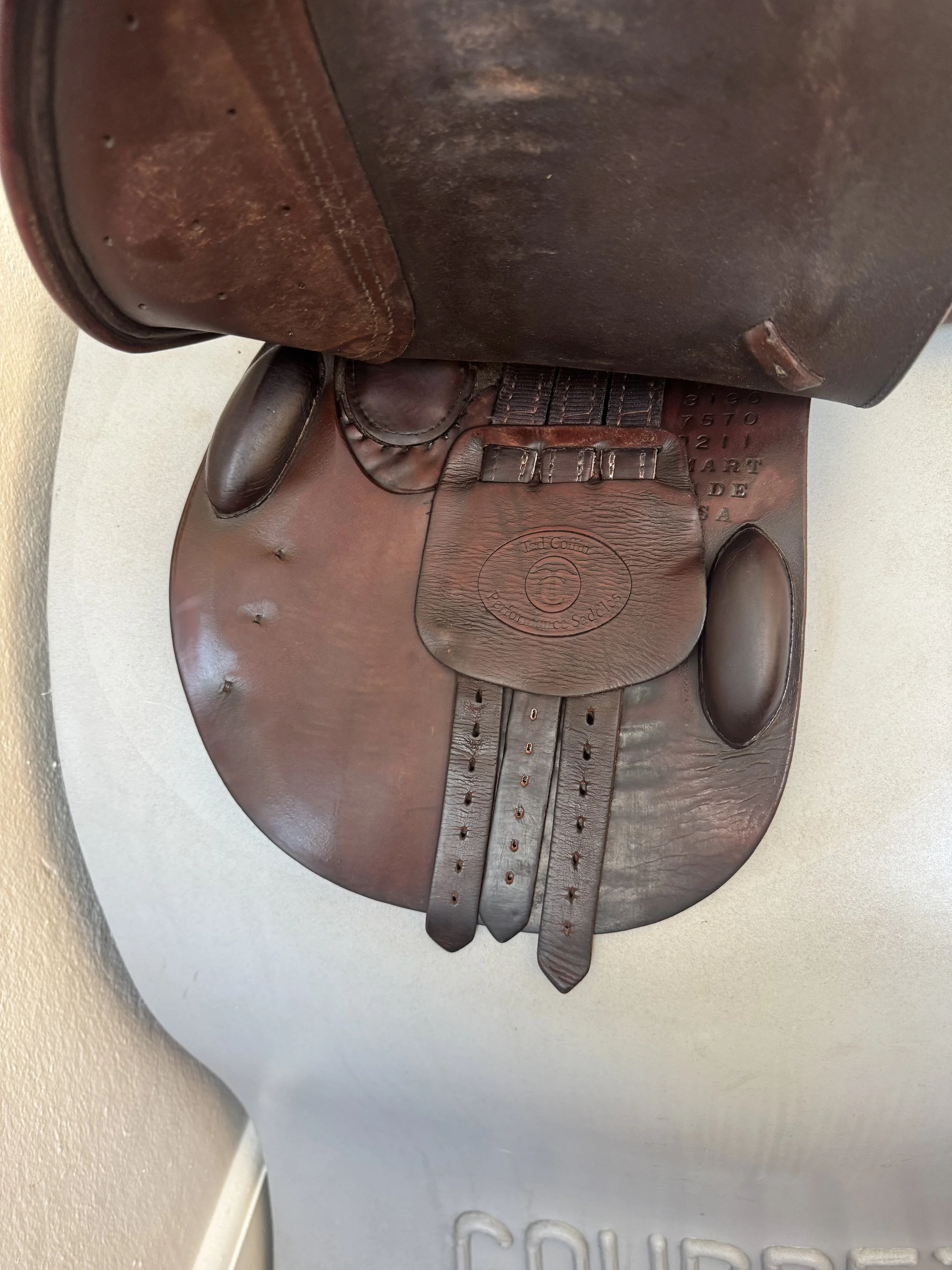 17.5" / 17" Tad Coffin A5SR Smart Ride Performance Saddle - 2011 - Grain / Calf - Left Underflap