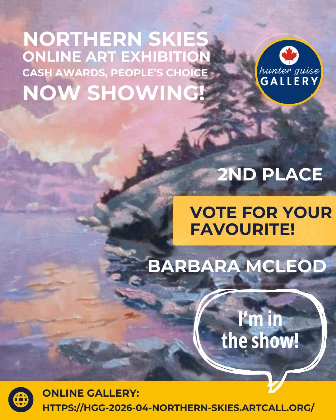 Barbara McLeod, 2nd place award at Northern Skies Online Exhibition and Sale