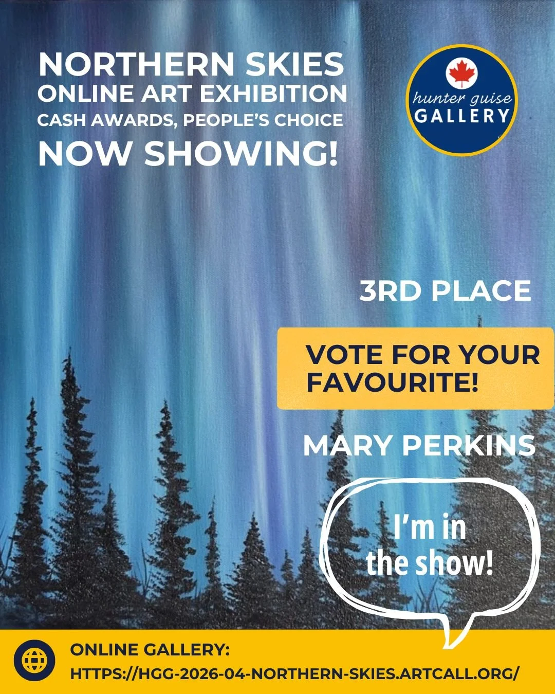 Mary Perkins 3rd Place Award at Northern Skies Online Exhibition and Sale