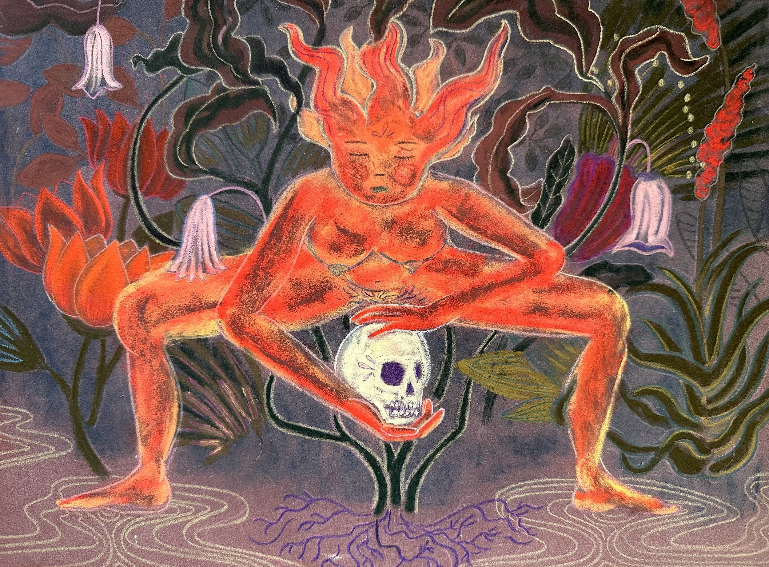 celebrating death IV - 24x32 cm - soft pastels on sand paper - 300 €