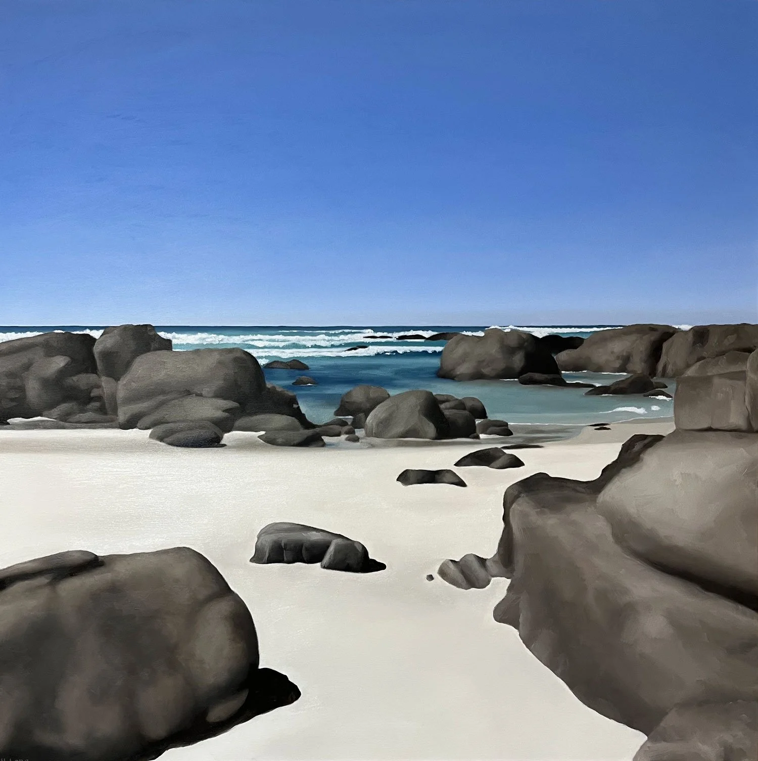 Granite Shore. Oil on canvas. 60 x 60 cm. Framed. £695. AVAILABLE