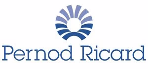 Pernod Ricard logo with blue abstract design.