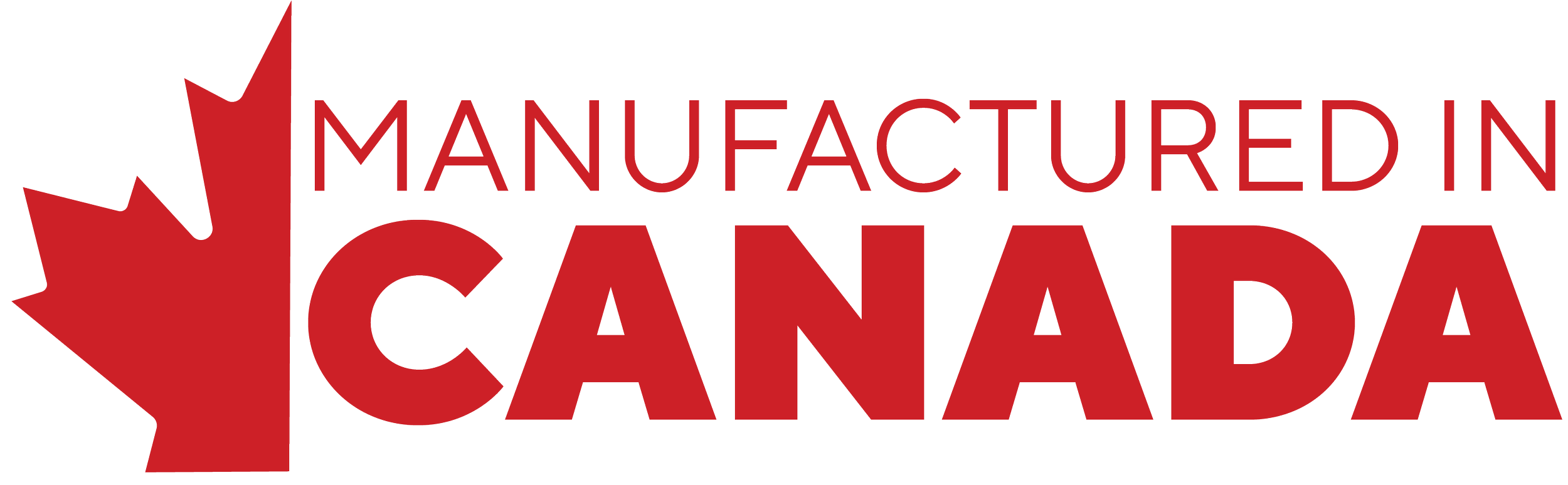 Logo with a red maple leaf and text 'Manufactured in Canada' in red.
