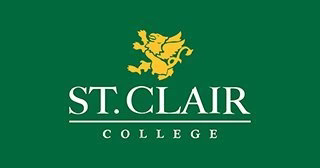 St. Clair College logo with yellow griffin on green background