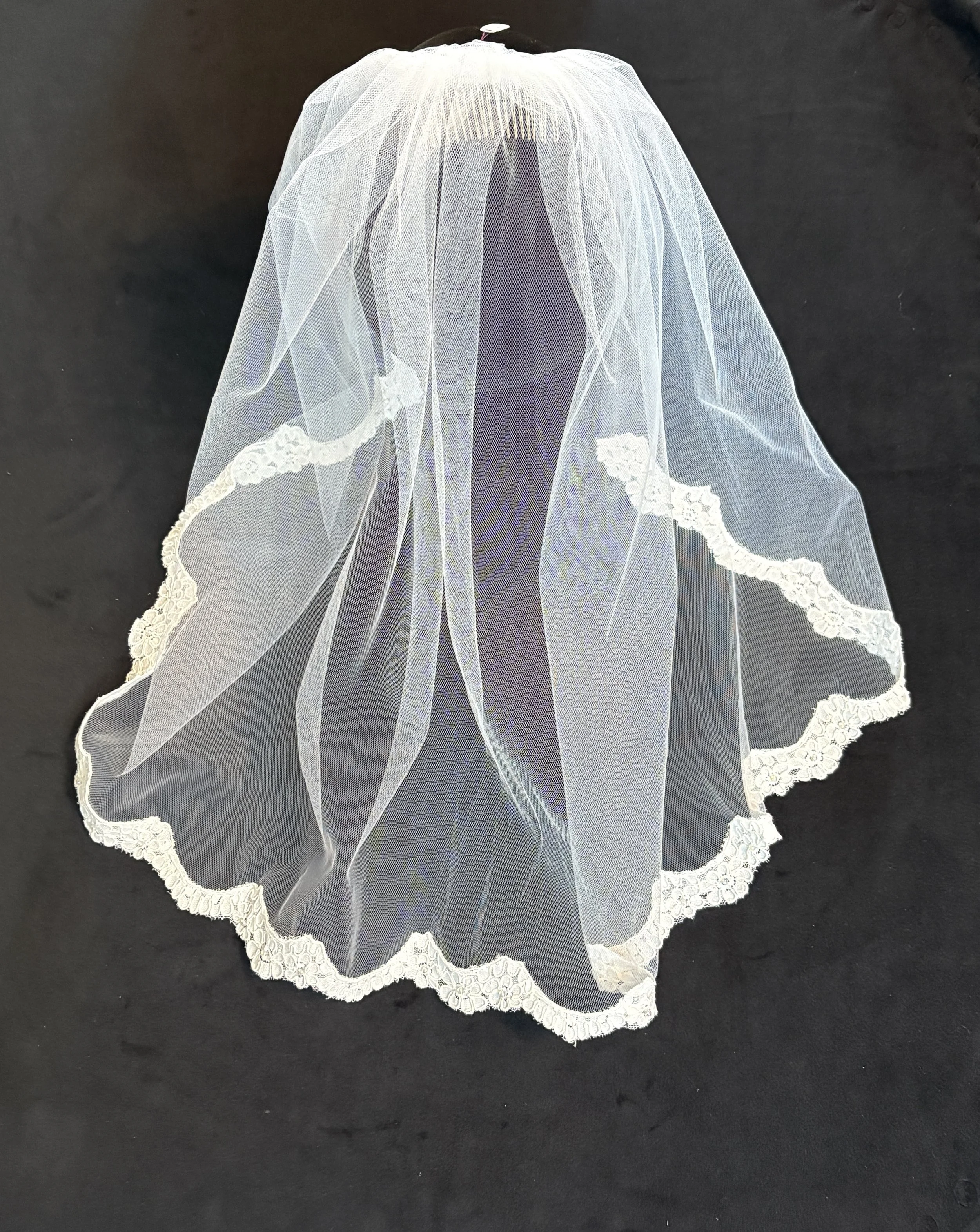 French Lace with Iridescent Bead on Comb
$65 