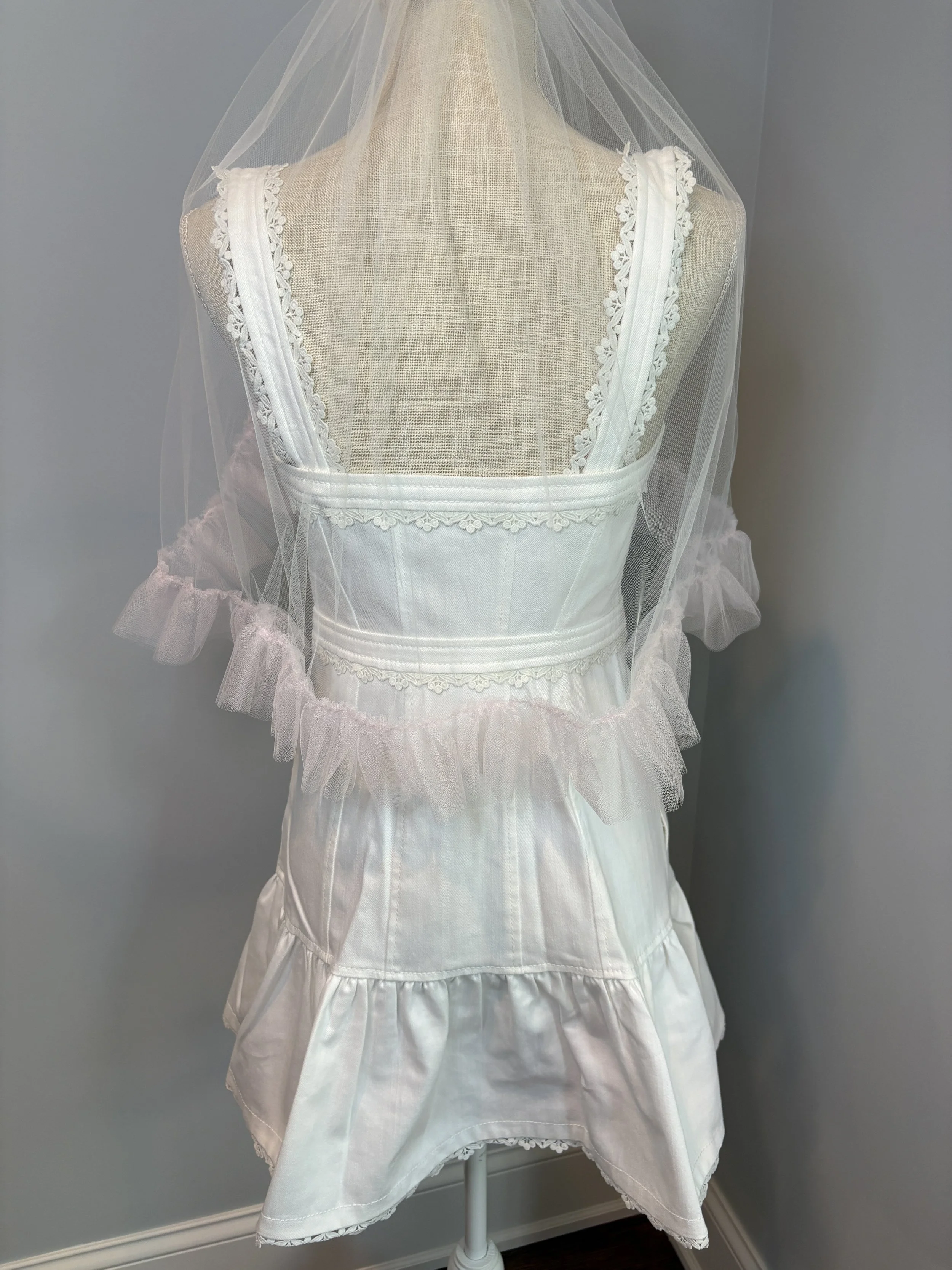 White Tulle with Pink Ruffle $50