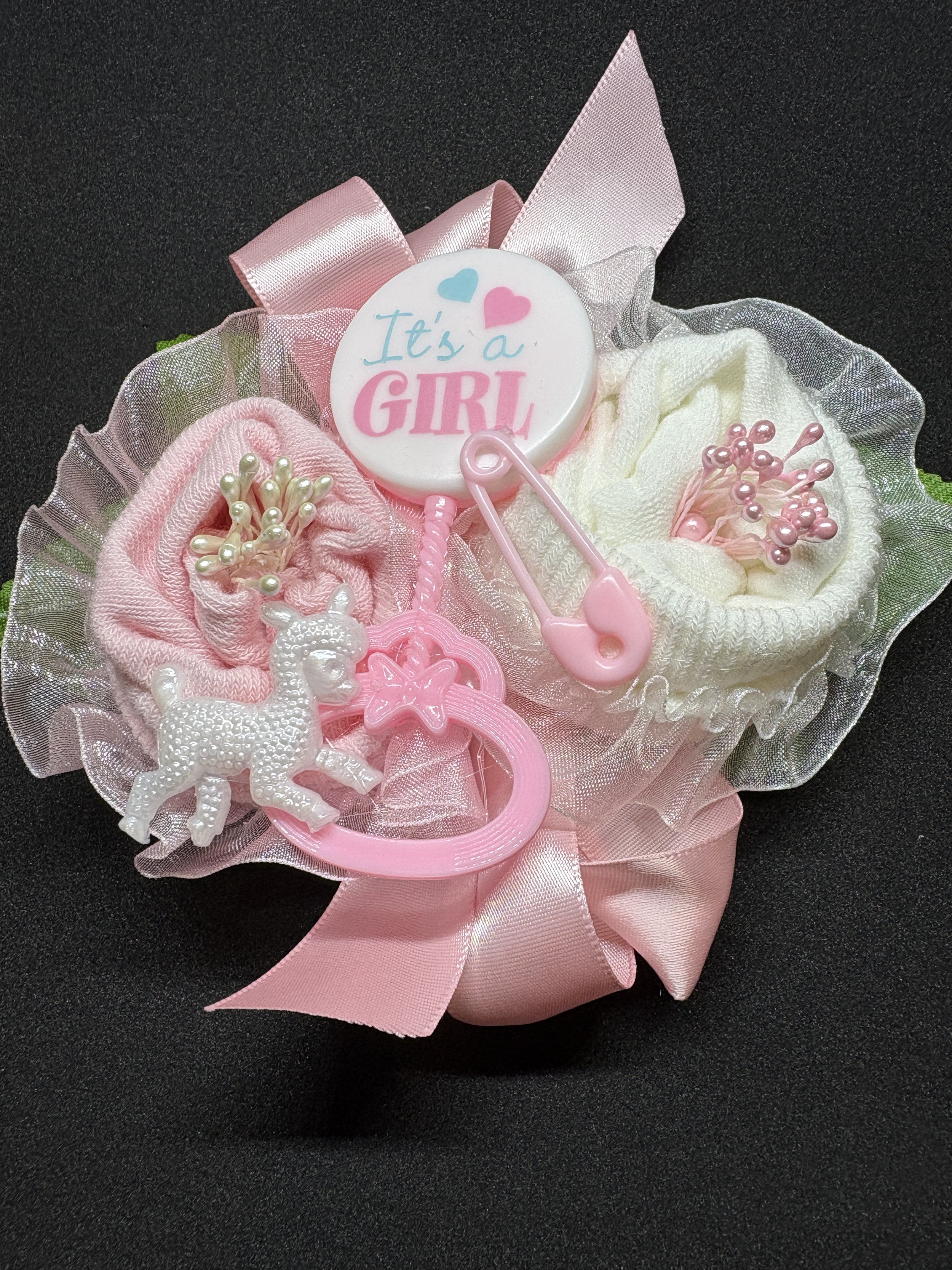 Baby Sock Corsage $25