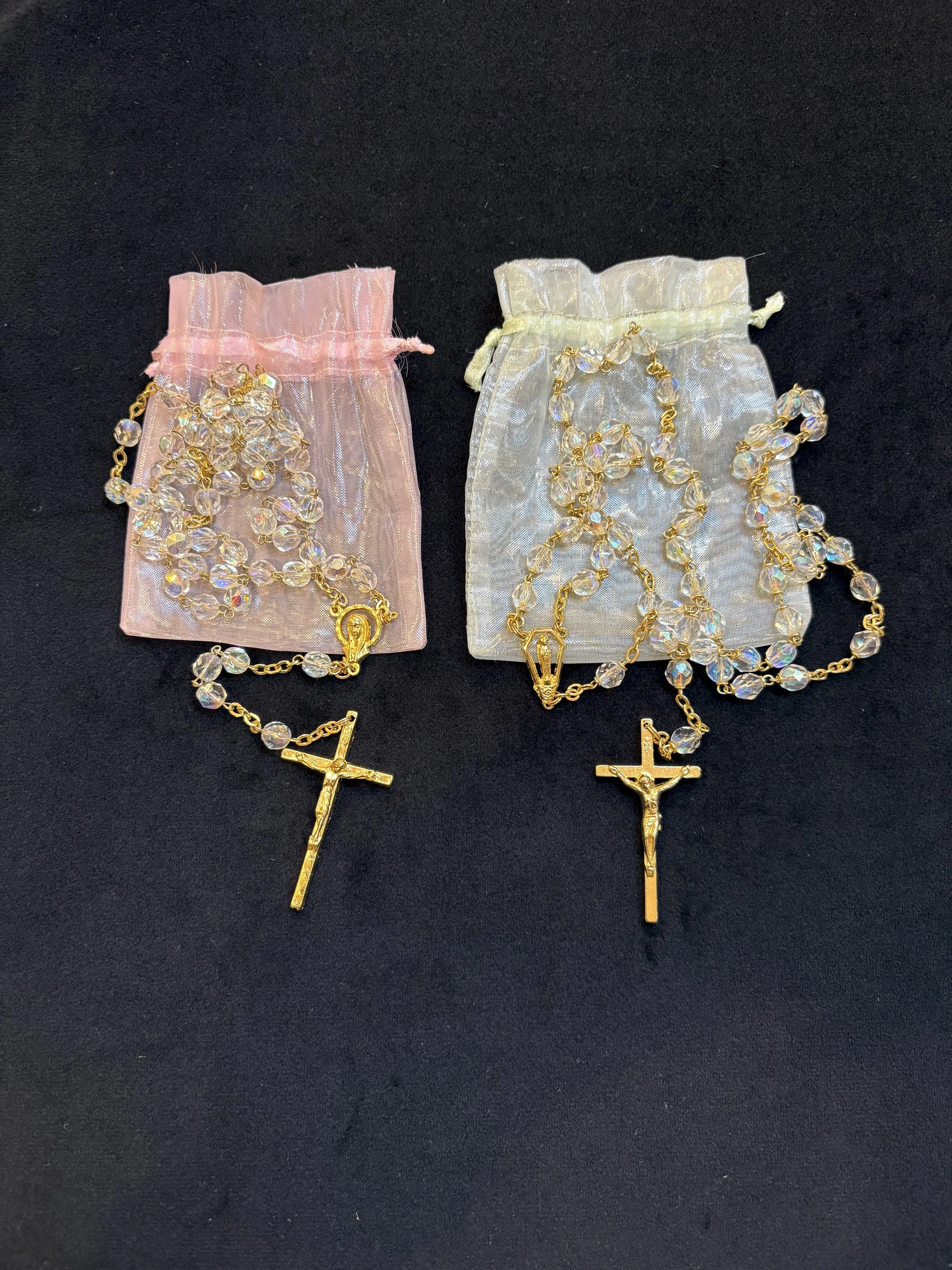 Gold Italian Rosary with Iridescent Glass Beads
$25 each