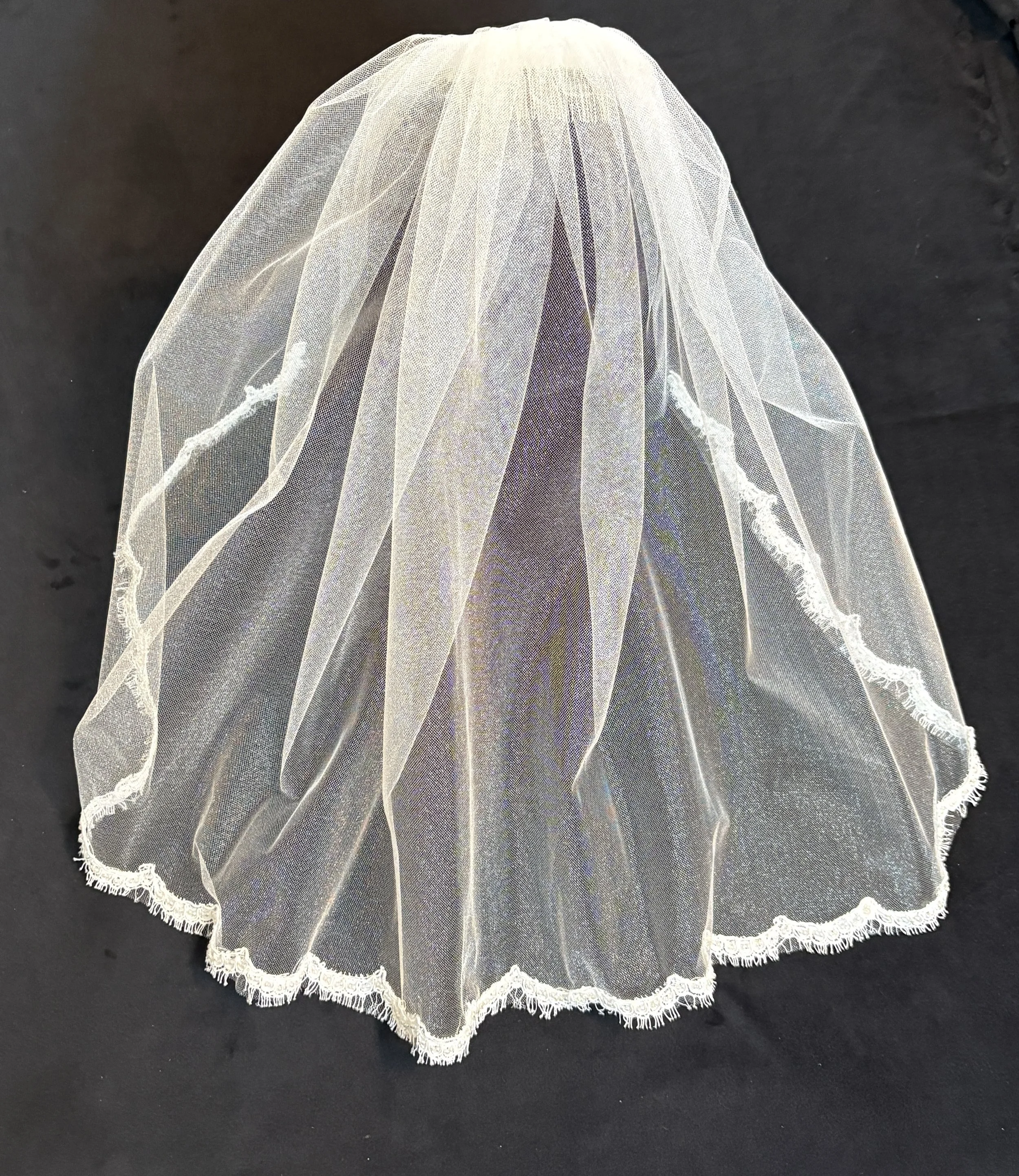 White Shimmer with French Eyelash Lace & Iridescent Beads
$65