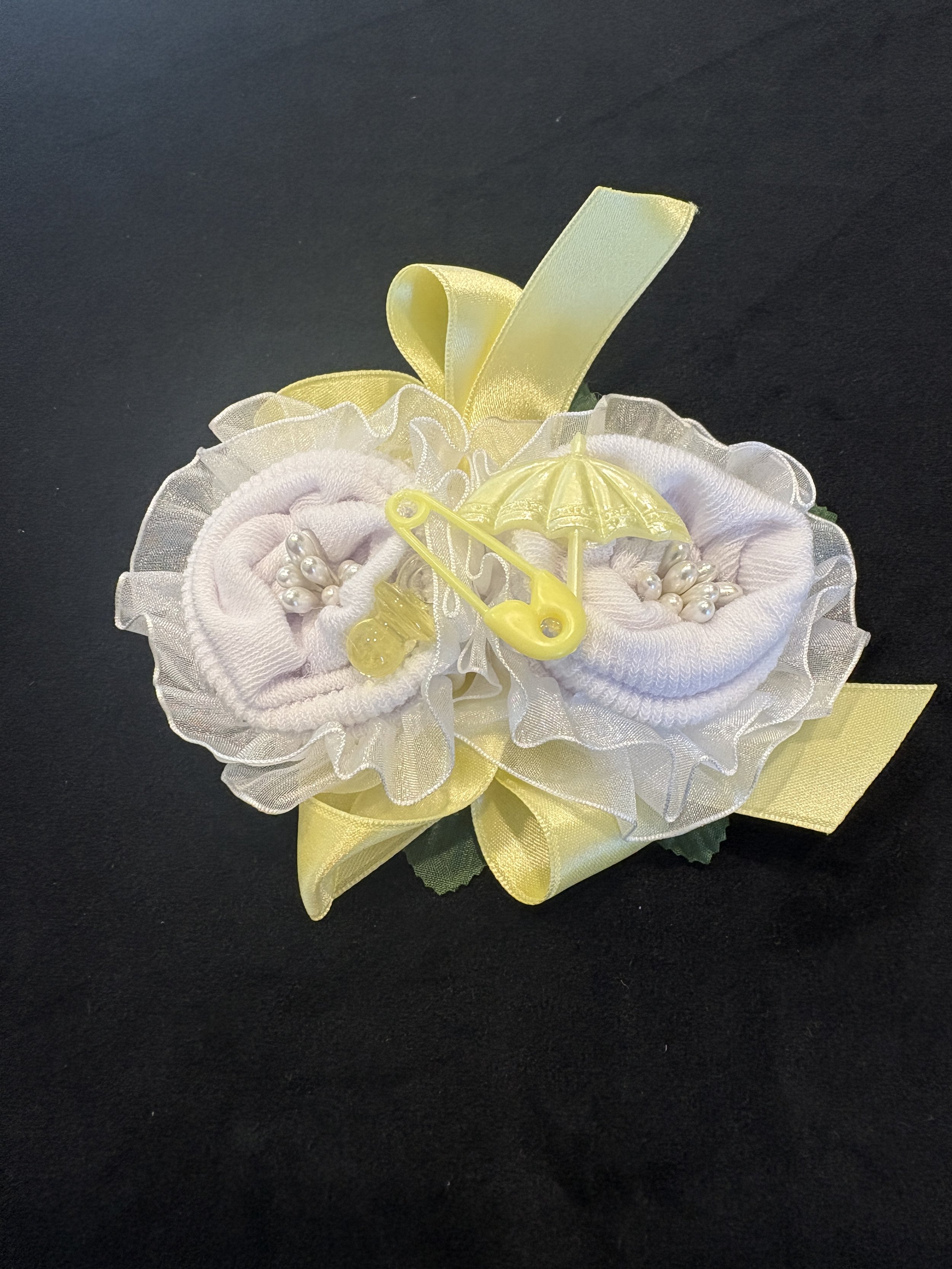 Baby Sock Corsage $25