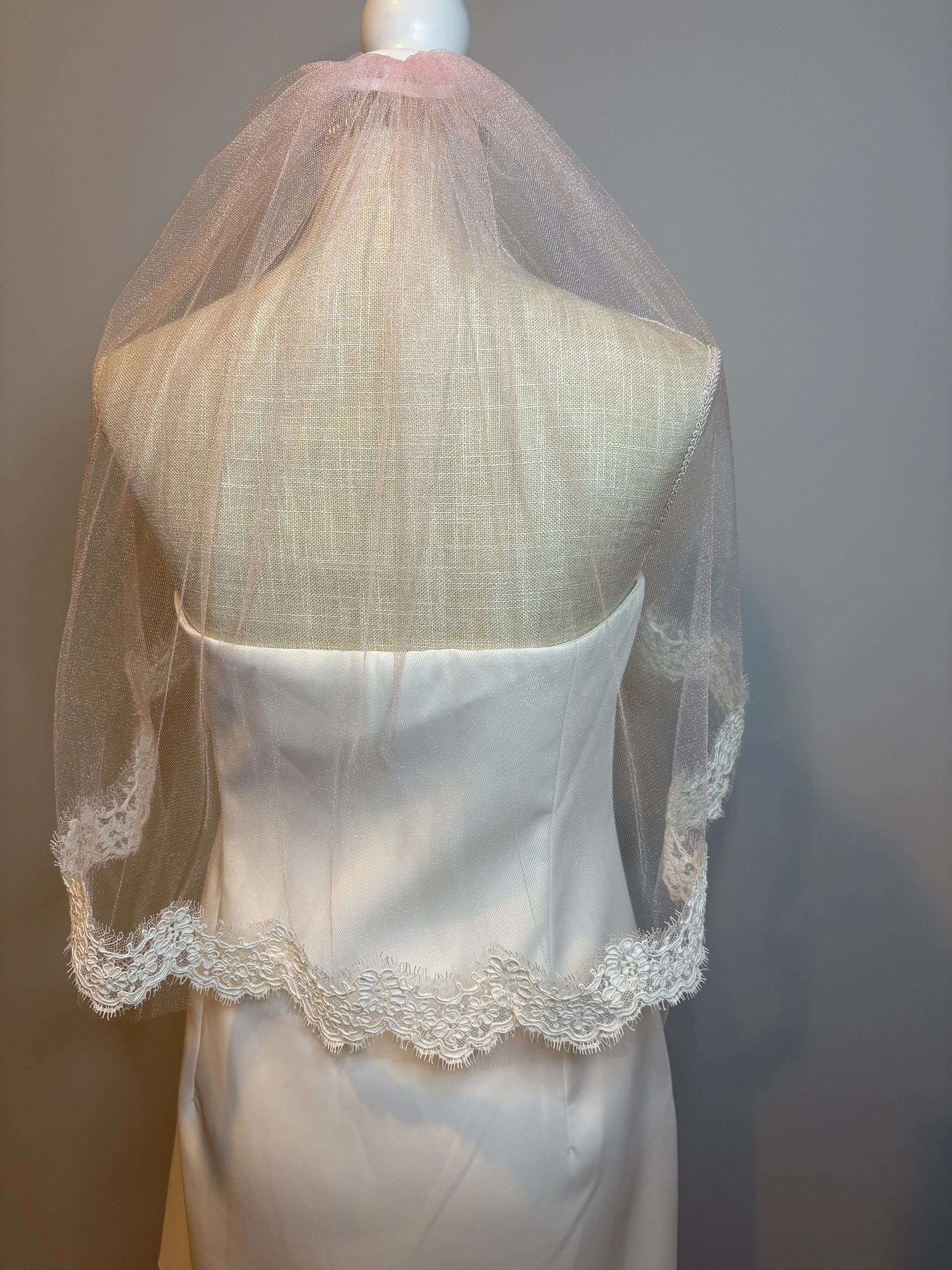 Pink Tulle with White French Lace $60