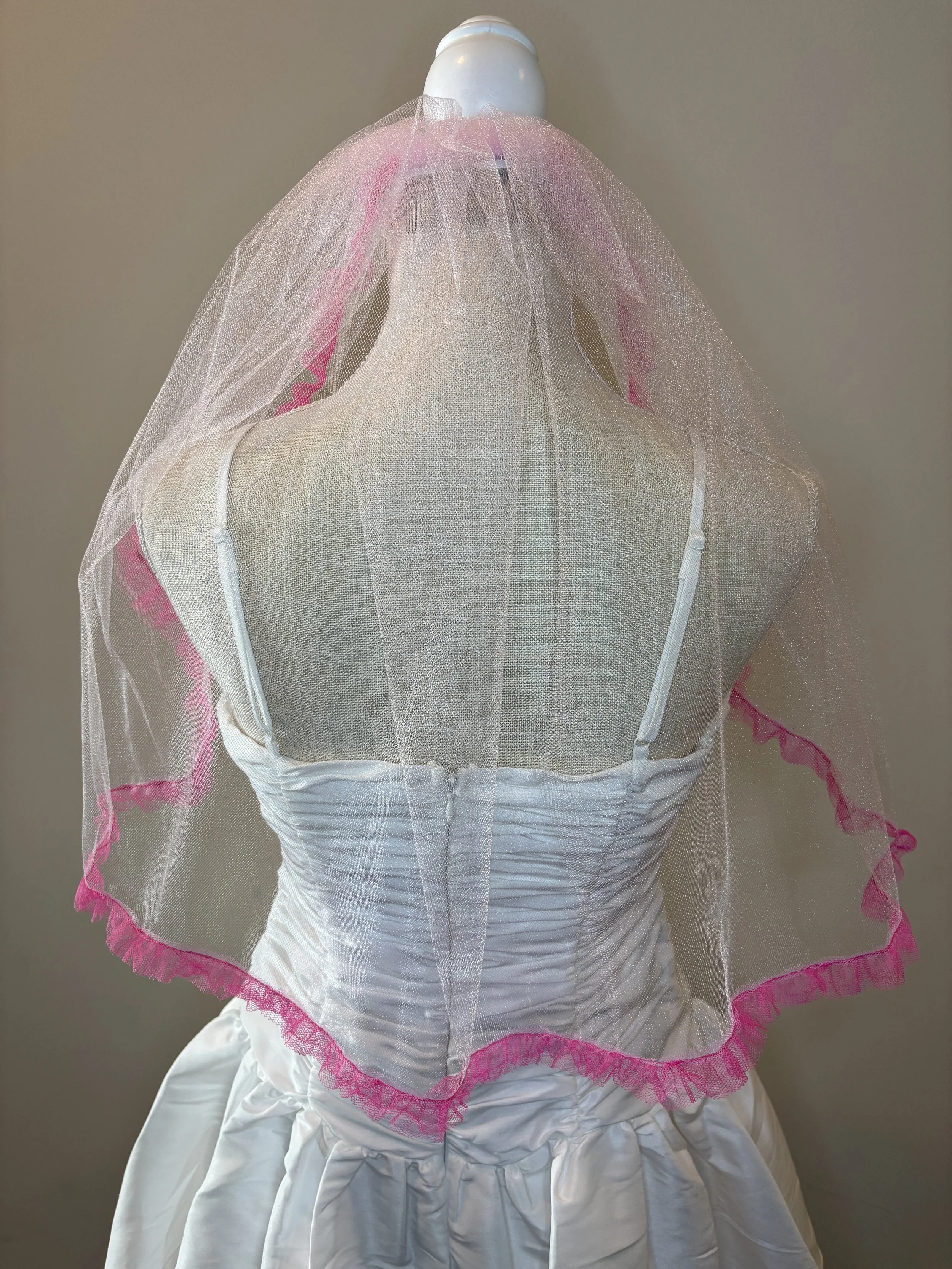Light Pink Shimmer with Hot Pink Ruffle $50