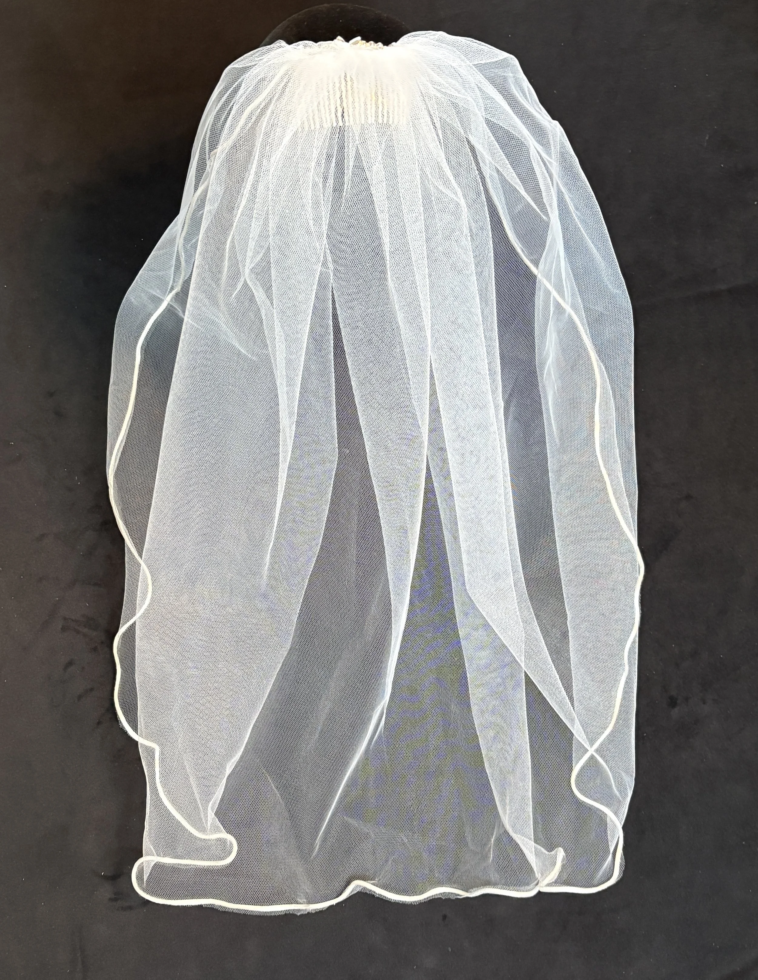 White Satin Trim with Tiny Crystal & Pearl Tiara Comb
$65