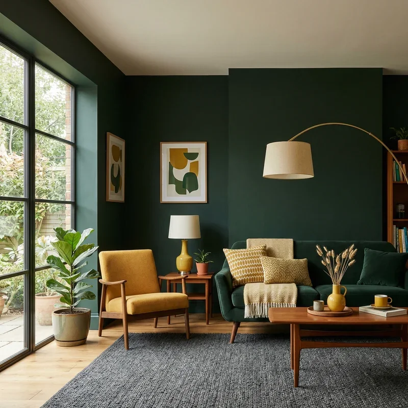 Dark Green and Yellow Living Room Ideas