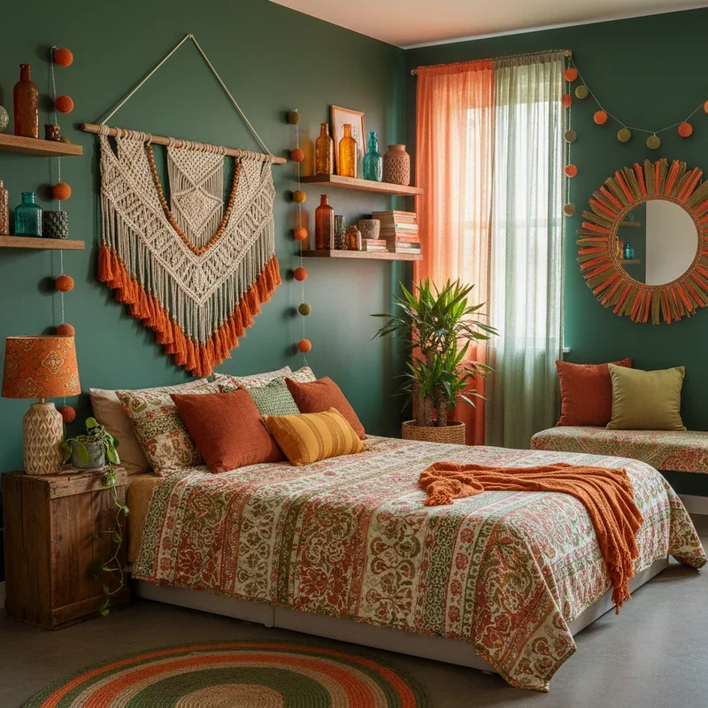 Green and Orange Bedroom Ideas