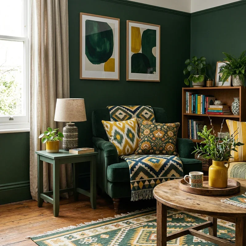 Dark Green and Yellow Living Room Ideas