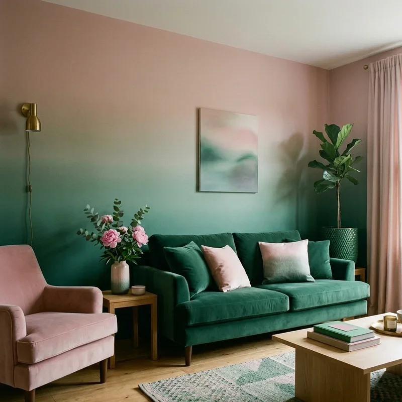 Emerald Green and Pink Living Room Ideas