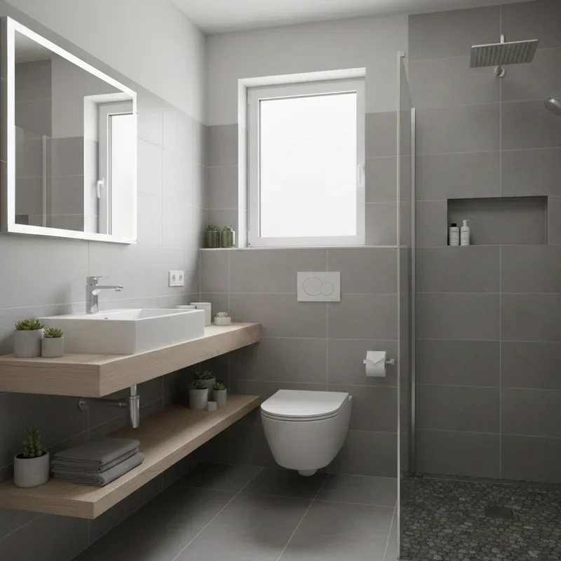 Grey Half Tiled Bathroom Ideas