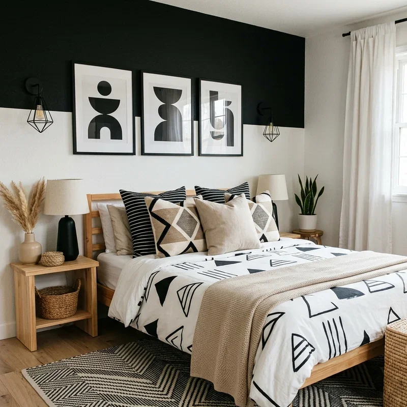 Black Beige and White Bedroom Ideas