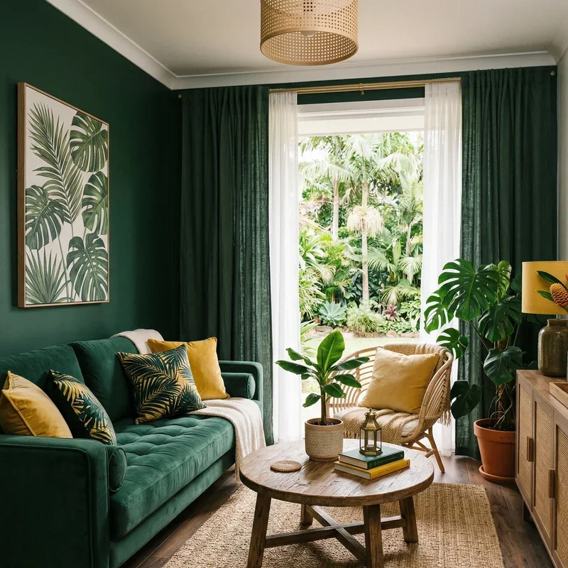 Dark Green and Yellow Living Room Ideas