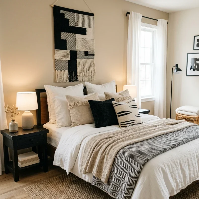 Black Beige and White Bedroom Ideas
